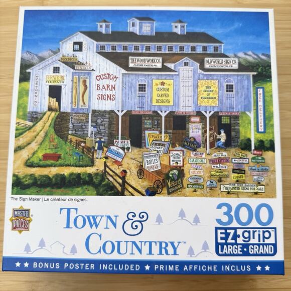 Master Pieces Town & Country The Sign Maker 300 Piece EZ Grip Puzzle Complete - Picture 1 of 2